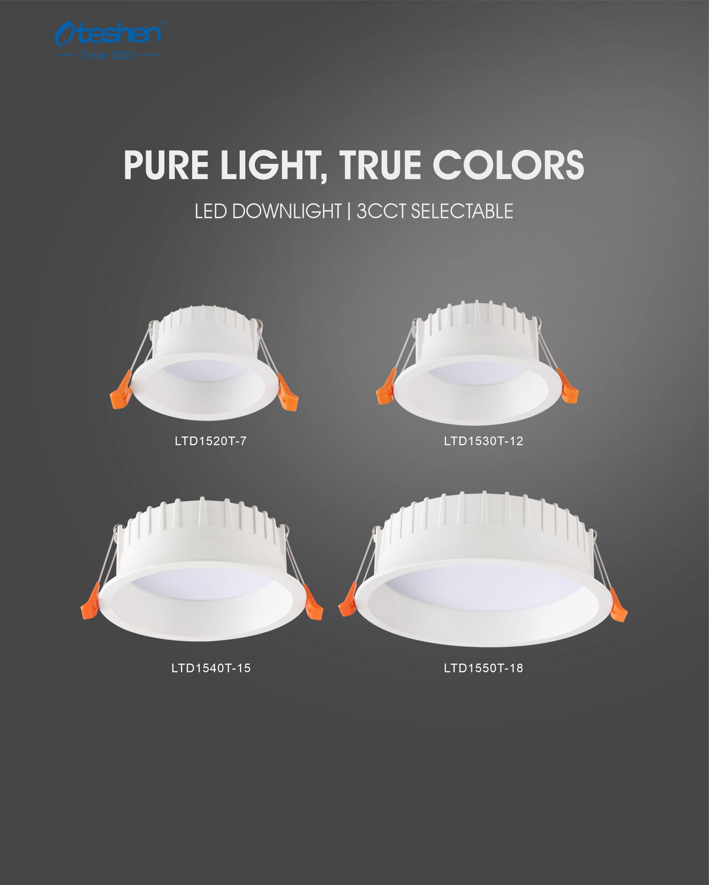 LED recessed downlight series 7W 12W 15W 18W 3CCT selectable سری LED فرورفته 7W 12W 15W 18W 3CCT قابل انتخاب