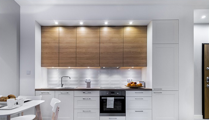Real application of recessed LED cabinet spot light in modern kitchen cabinet Real application of recessed LED cabinet spot light in modern kitchen cabinet