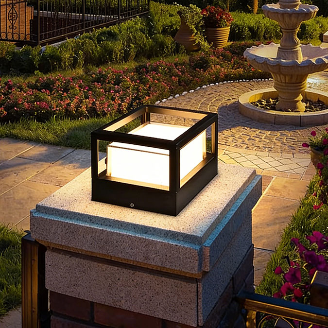 Oteshen square LED pillar light, IP65 waterproof aluminum column cap lamp, modern villa garden courtyard post top lighting for landscape engineering wholesale Oteshen square LED pillar light, IP65 waterproof aluminum column cap lamp, modern villa garden courtyard post top lighting for landscape engineering wholesale