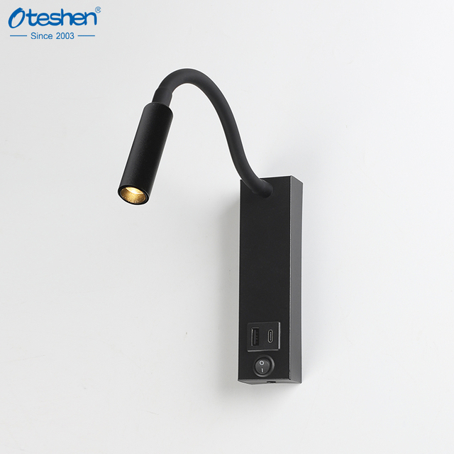 LED Bedside Reading Light with Flexible Adjustable Tube, Aluminum Anti-Glare, USB Type-C Charging Option LDG2120-3 LCG2130-3