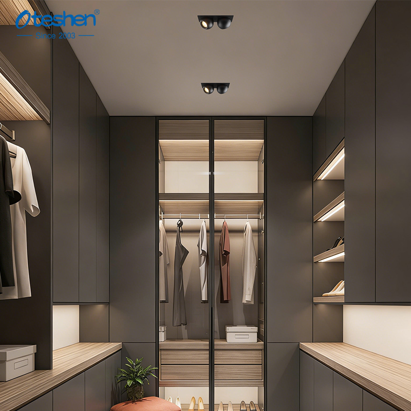 Alt: Adjustable recessed LED downlight application in modern interior accent lighting