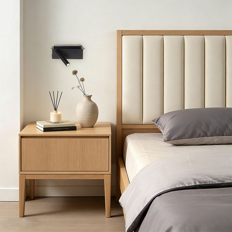 2W wall mounted reading lamp with phone storage shelf and USB-C charging Oteshen LBD3920C-2