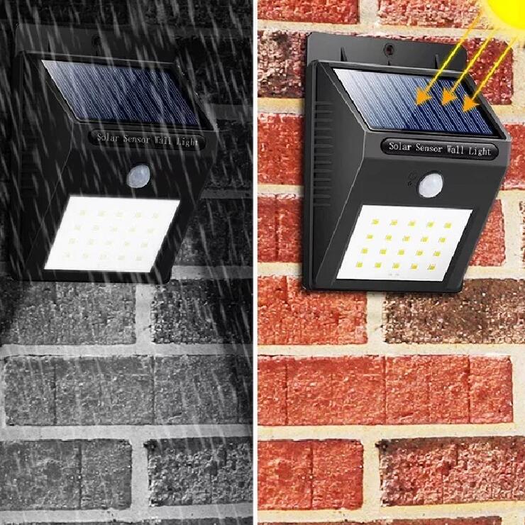 Oteshen SL1801 compact LED solar wall light, 0.8W PIR motion sensor IP44 waterproof outdoor security lamp with PC shell and built-in 1200mAh battery