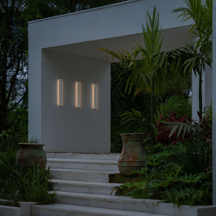 Long black LED wall sconce for hallway corridor lighting, minimalist aluminum linear wall light