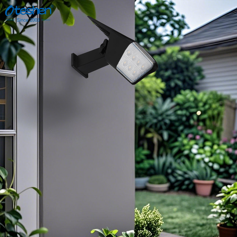 Oteshen SL1931 series LED solar spike light, 1.3W 3CCT adjustable IP65 waterproof 2-in-1 ground & wall mount outdoor garden landscape spotlight with ABS housing