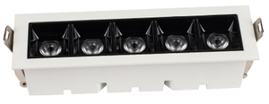 10W Deep Anti-Glare Recessed Linear LED Grille Light - Oteshen LXT0450-10 Five Lamp Aluminum Ceiling Spotlight