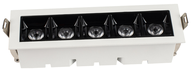 10 Вт тереңдикке каршы жаркырага каршы сызыктуу LED тордун жарыгы - Oteshen LXT0450-10 беш лампа алюминий шыптын прожектору