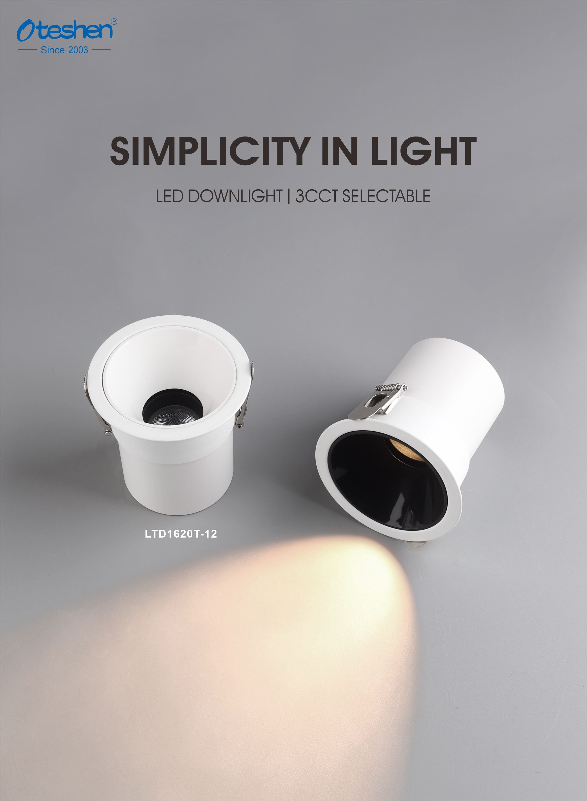 Wholesale Oteshen 3CCT selectable LED recessed downlight, simple design anti-glare ceiling lamp