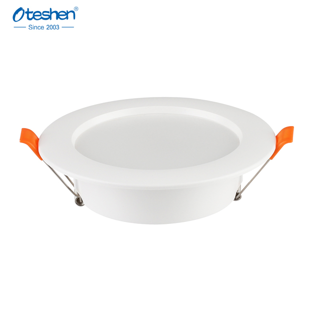 White round 9W LED recessed downlight LTD1140-9 front view, PC housing ceiling lamp