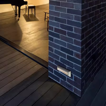 Long rectangular PC recessed LED step light LBD1432-3X, 3W 130lm, 55&deg; wide beam angle, IP65 waterproof, black white color, size 230&times;80&times;28mm, 2-year warranty corridor stair lighting