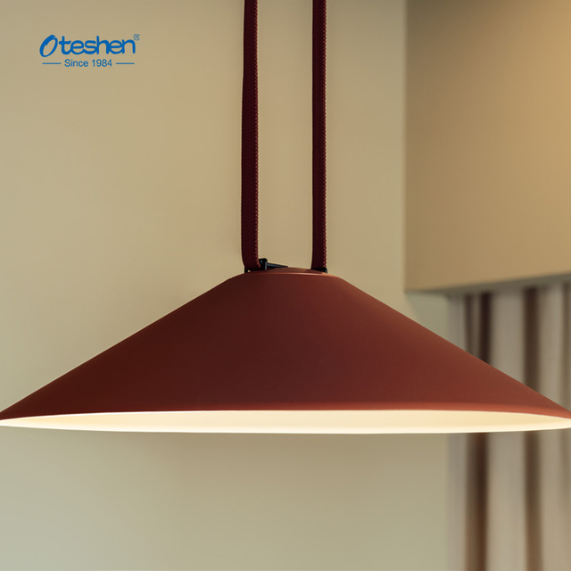 Conical Shade Flexible Magnetic Track Pendant Light, Matte Aluminum Adjustable Hanging LED Dining Lamp - Oteshen LRX1114S-12 LRX1114-12