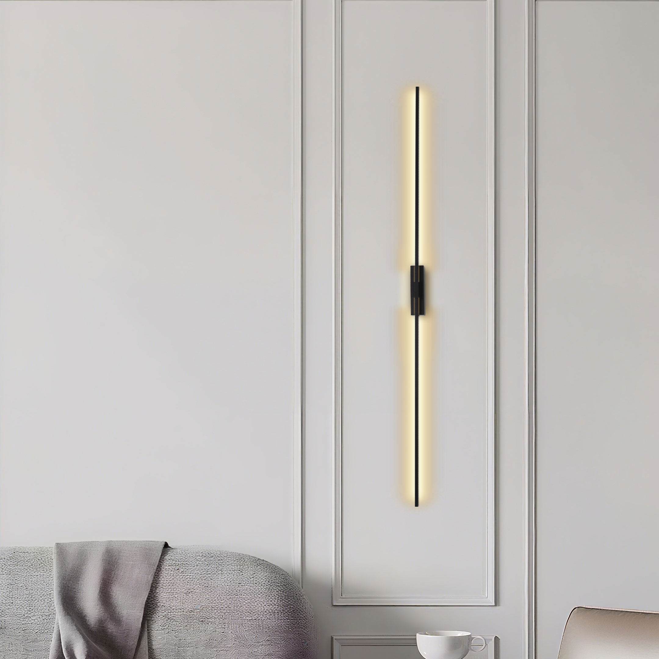 Vertical long LED wall light mounted on wardrobe interior lighting