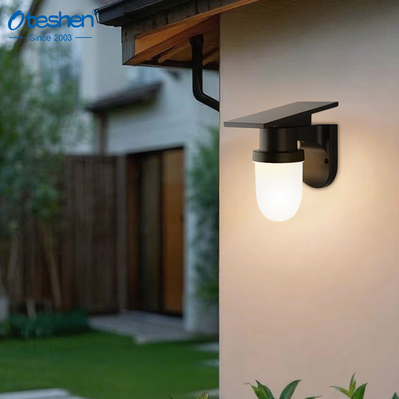 SL1932BT cylindrical LED solar wall light, 0.9W 3CCT IP54 waterproof outdoor porch lamp with remote control and 1800mAh battery