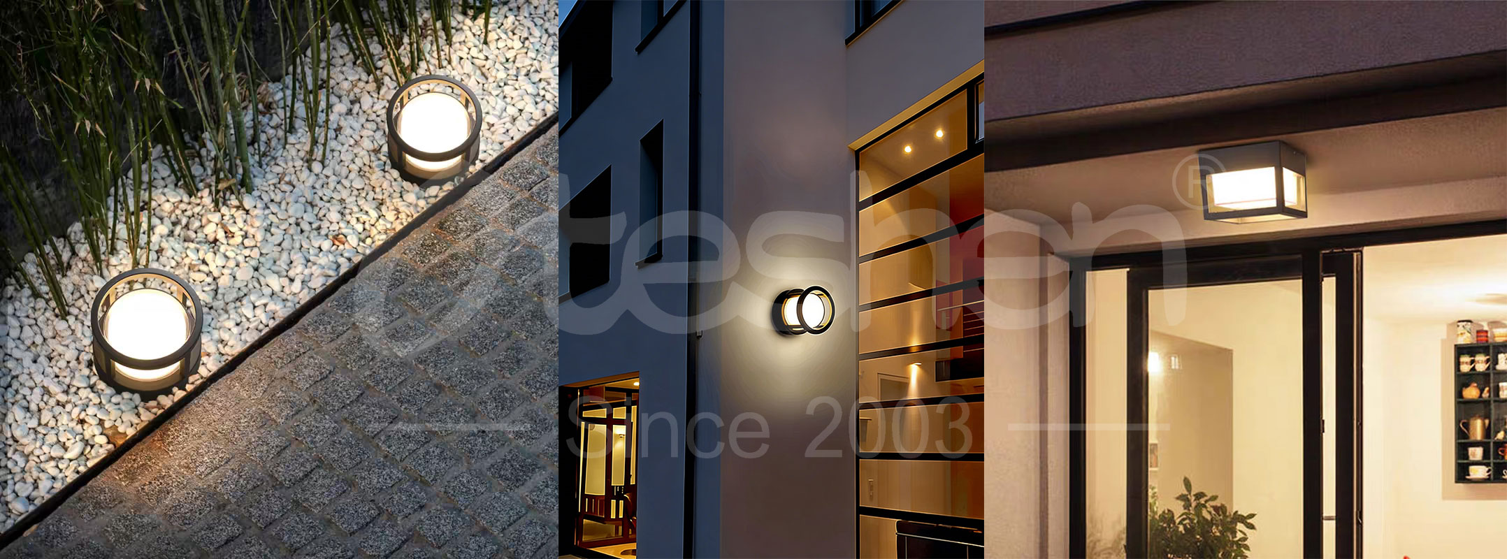 Oteshen full series dual mount IP65 outdoor LED wall lights, round & square diamond 6W 12W aluminum exterior lamps for landscape projects
