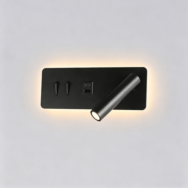 USB Type-C заряддоо менен кош жарык LED керебеттин жанындагы окуу дубал жарыгы - Oteshen LBD6820CD-9 9W айлануучу дубал шамы