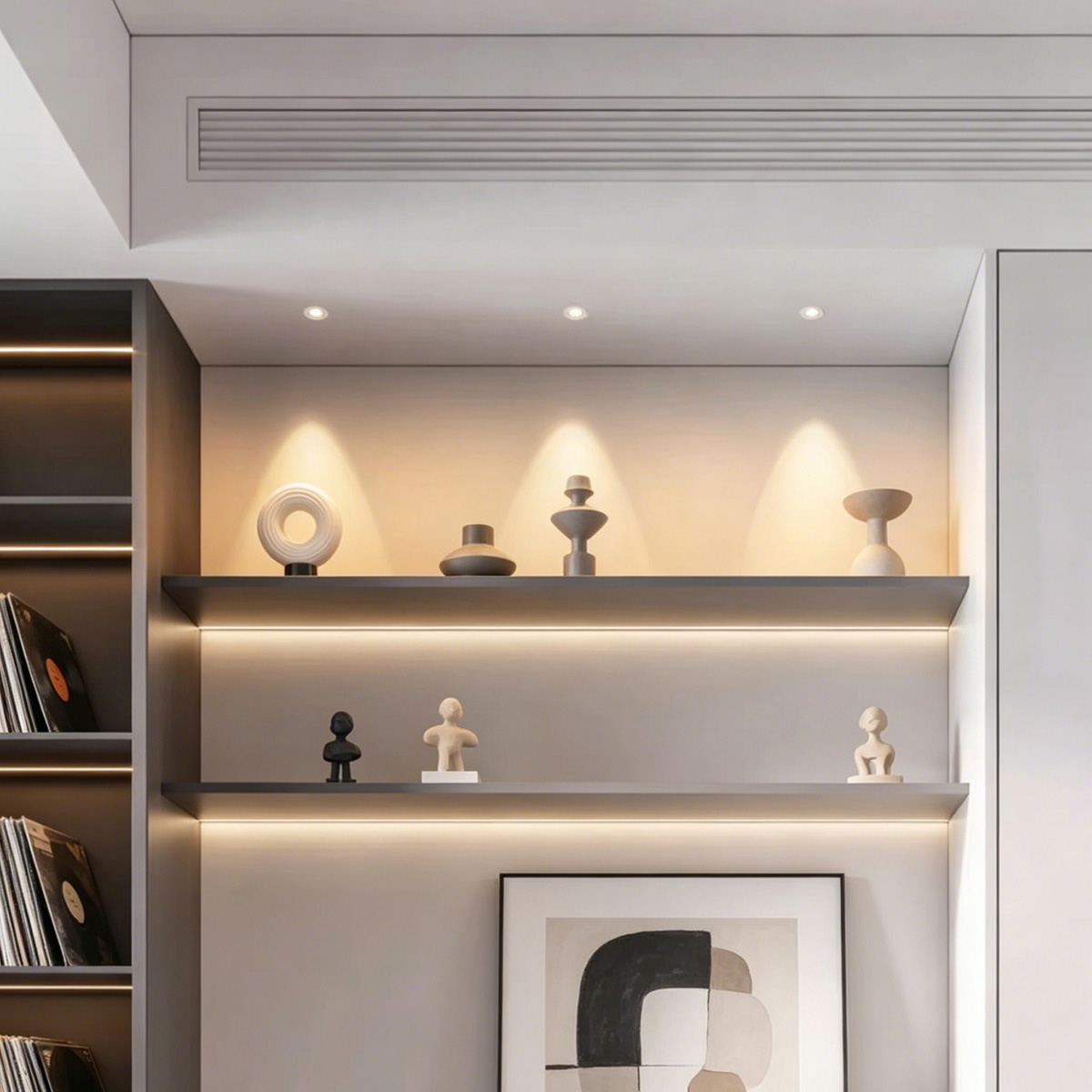 Dual-color Oteshen mini cabinet LED light, 3 color temperature options for closet and storage room illumination