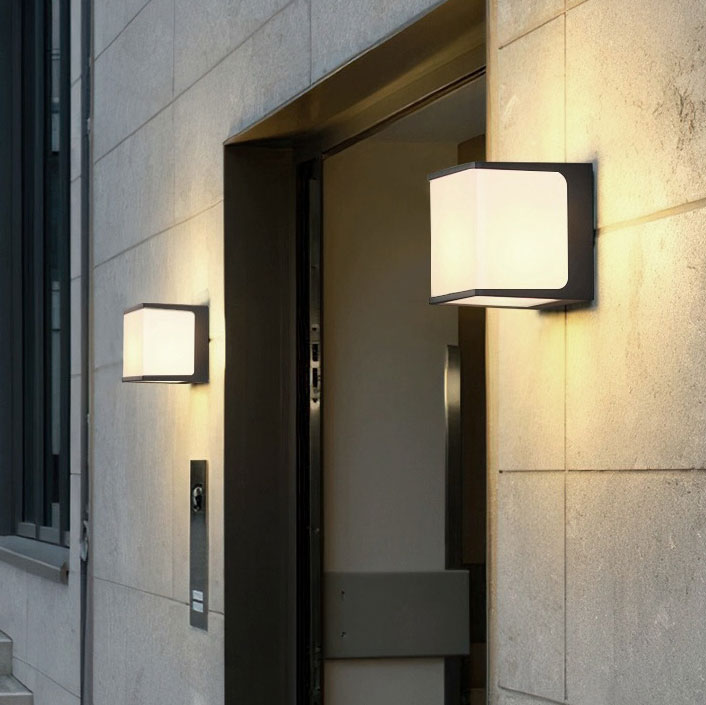 دیوارکوب LED بیرونی مربعی teshen، چراغ دیواری ضد آب آلومینیومی مشکی مات، نورپردازی نمای درب ورودی مینیمالیستی برای تامین انبوه پروژه مسکونی هتل