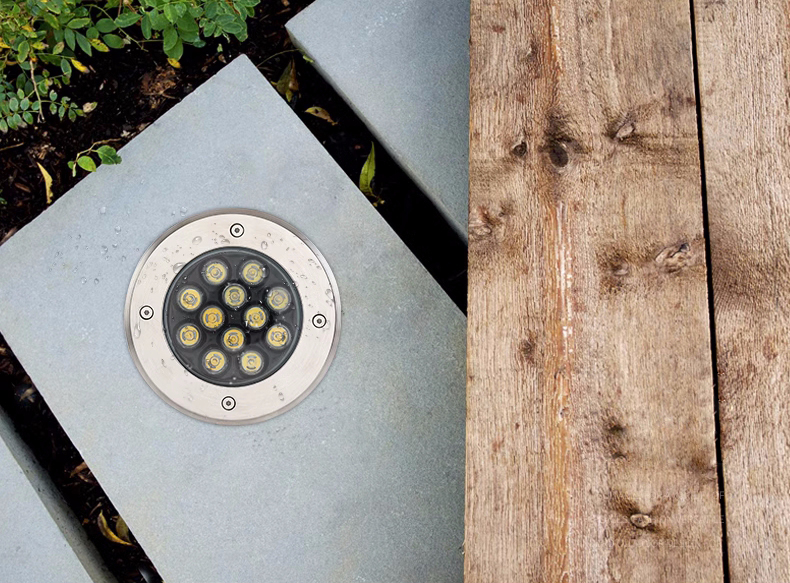 Oteshen LDM07 Series LED Inground Light, 1W to 18W 24&deg; narrow beam stainless steel IP67 outdoor buried landscape uplight