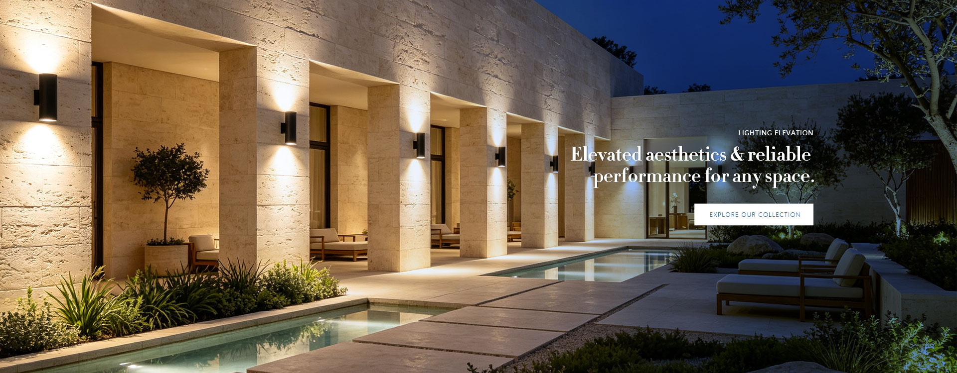 Modern outdoor LED wall light installed on luxury villa exterior wall, residential landscape lighting for wholesale