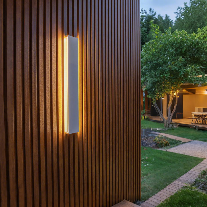 Long black LED wall sconce for hallway corridor lighting, minimalist aluminum linear wall light